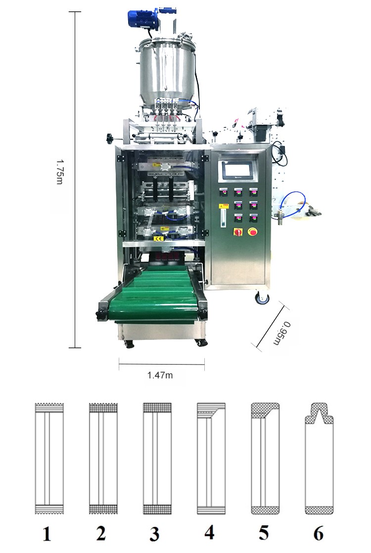 Việc sử dụng các sản phẩm được đóng gói sẵn ngày càng được ưa chuộng vì nhỏ gọn, tiện lợi, dễ mang theo khi đi du lịch: dầu gội, mỹ phẩm, gia vị, sa tế, ngũ cốc, .... Cho nên việc sản xuất của các cơ sở ngày càng phát triển, cho nên máy đóng gói dạng lỏng được sử dụng ngày càng phổ biến. Máy đóng gói dạng lỏng là một thiết bị tiên tiến mang lại nhiều hiệu quả đóng gói cao trong ngành công nghiệp sản xuất. Đôi nét về Máy đóng gói dạng lỏng - Dòng máy đóng gói đa năng cho cơ sở: Với thiết kế nhỏ gọn phù hợp với cơ sở vừa và nhỏ, đáp ứng được nhu cầu không quá khắt khe như các nhà máy xí nghiệp lớn. Máy tuy nhỏ như có thể đóng gói được nhiều loại sản phẩm khác nhau như: gia vị nước, yaua, xị dầu, không có hạt bên trong, dầu gội, dầu xả, dầu ăn, sa tế, .... Cơ chế dễ vận hành, đóng gói đẹp mắt cho ra nhiều sản phẩm và thiết kế lạ mắt đáp ứng được cho nhu cầu người tiêu dùng. Hơn nữa, đây còn là thiết bị lý tưởng để đóng gói các sản phẩm lỏng nhớt nhờ hệ thống nhiệt độ có thể đạt mức cao. Để sản phẩm có độ chính xác cao, máy sử dụng hệ thống định lượng piston với cấu trúc khoa học, nguyên lý hoạt động đơn giản, độ bền cao và có thể ứng dụng cho nhiều loại sản phẩm khác nhau. Sau một thời gian tung ra thị trường, sản phẩm này đã và đang dần trở thành công cụ hỗ trợ đắc lực cho các doanh nghiệp trên toàn quốc hiện nay. Chất liệu của túi đựng nguyên liệu là màng bao nhiều lớp có thể hàn miệng bằng cách gia nhiệt, chẳng hạn như: nhựa PET/PE, PET/Plated, Al/PE, BOPP/PE, Nylon/PE, BOPP/CPP, giấy/PE,etc,…. Với sự phát triển công nghệ hiện nay, thì có rất nhiều cơ sở sản xuất với nhiều loại kiểu máy khác nhau. Bài viết dưới đây sẽ miêu tả sơ lược về cấu tạo, cấu trúc cho các bạn tìm hiểu thử: