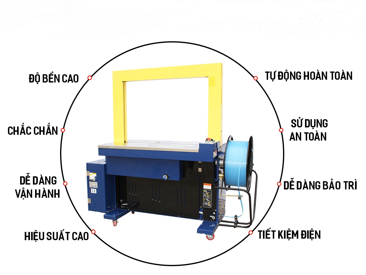 Xã hội ngày càng phát triển và hiện đại hơn, việc xuất nhập khẩu phát triển là điều hiển nhiên. Các vật phẩm xuất khẩu thường được đựng ở trong các thùng cartoon cỡ lớn và rất nặng. Để siết chặt thùng bảo vệ các sản phẩm bên trong và trong chắc chắn hơn, người ta thường dùng các dây đai để có định chúng. Nhưng so với các cách đóng bằng tay truyền thống thì thường sản phẩm không được đóng gói chắc chắn và thùng cartoon thường bị bung bét, súc sổ Và để tránh tình trạng như thế tiếp diễn, máy đóng gói dây đai ra đời giúp chúng ta xử lý các vấn đề nan giải trên một cách nhanh gọn và thông minh. Chúng tạo đảm bảo được sự chắc chắn sau khi đóng gói, siết chặt các thùng hàng bằng đai thép hoặc đai nhựa. Làm như vậy giúp các thùng hàng không bị lung lắc hoặc bị lệch trong quá trình vận chuyển giúp cho các kiện hàng cố định và chắc chắn hơn. Các bạn có thắc mắc máy đóng gói dây đai có bao nhiêu loại, ở mỗi loại khác nhau chúng sẽ có tính năng nào, thiết bị nào sẽ phù cho gia đinh hay cho các cơ sở? Hãy để Máy đóng gói An Thành giới thiệu cho bạn các loại máy đóng gói dây đai và xem chúng có điểm gì nổi bật nhé! Máy đóng gói dây đai bằng tay: Máy hàn đai dựa trên nguyên lý hàn nhiệt ma sát, hàn các loại dây đai nhựa PP, PET, bản rộng 13 - 25mm, hỗ trợ trong quá trình đóng gói các thùng cartoon có thể vận chuyển đi xa mà không còn vấn đề ngoài ý muốn xảy ra. Máy sử dụng nguồn khí, nguồn hơi có áp suất 0.5- 0.8M. Thân thiện với môi trường, không thải ra các mùi khó chịu khi chúng ta vận hành máy đóng gói. Máy đóng gói dây đai bằng tay Máy đóng gói dây đai đạt tiêu chuẩn Châu Âu, được nhiều nước trên thế giới tin dùng. Dùng máy đóng dây đai nhựa bằng khí nén để tiết kiệm được thời gian, tiết kiệm được nguyên vật liệu, đạt hiệu quả kinh tế và hiệu suất công việc cao hơn so với cách đóng gói truyền thống bằng tay. Máy đóng đai nhựa khí nén dễ dàng sử dụng, ứng dụng trong nhiều lĩnh vực đóng gói hàng hóa, bao bì sản phẩm,... Các ưu điểm khi sử dụng của máy: - Thiết kế cầm tay nhỏ gọn, trọng lượng chỉ tầm 3kg, hợp với cả phụ nữ - Dễ thao tác : mạnh mẽ, dễ sử dụng, thiết kế đẹp, tự động hóa cao, hàn bằng nhiệt ma sát. Tạo được chắc chắn cho quá trình sử dụng quấn các sản phẩm - Có độ bền cao: Toàn bộ thân máy được sản xuất bằng hợp kim cường lực, nhẹ và tuổi thọ được đánh giá cao - Dễ sử dụng: Lực kéo lớn đạt đến 2000N, dễ vận hành chỉ cần vài thao tác đơn giản - Sử dụng với các dây đai nhựa: PP (Plolypropylen), Nhựa PET (PolyEste) và khả năng kết nối lên đến 80% Chi tiết các bộ phận có trên máy đóng gói dây đai bằng tay: Dẫn hướng Xylanh Gá treo Cần chuyển rung Cần chuyển nguồn Khóa hẹn giờ Tay cầm Vòi cấp khí Công tắc đảo chiều Căng dây Ứng dụng của thiết bị trong đời sống như thế nào? Có thể tạo ra được sự chắc chắn cho các sản phẩm như gỗ, gạch, sắt thép, ngói, các thùng cartoon lớn, các kiện hàng quá khổ,... để có thể di chuyển dễ dàng không gây ngã đỗ Ứng dụng của thiết bị trong đời sống Máy đóng gói dây đai hàng hóa dạng nhỏ: Máy đóng gói là thiế dây đai là thiết bị không thể thiếu trong quá trình sản xuất cũng như đóng gói các sản phẩm hay các kiện hàng lớn. Loại máy này dùng để siết chặt các thùng hàng bằng đai thép hoặc đai nhựa và là dòng thiết bị hỗ trợ kẹp chặt các kiện hàng, các thùng bao bì sản phẩm,… được sử dụng trong nhiều lĩnh vực khác nhau như đóng đai các loại thiết bị điện tử, tủ lạnh, các vật liệu xây dựng,… Cấu tạo máy được thiết kế vận hành ổn định nên cũng là sự lựa chọn hàng đầu trong đóng gói của các cơ sở hay doanh nghiệp hiện nay. Sử dụng đơn giản tiện lợi, dễ dàng tháo lắp, đơn giản trong quá trình vận hành liên tục với thời gian dài. Đảm bảo ổn định bền lâu cho mỗi doanh nghiệp Máy đóng gói dây đai hàng hóa dạng nhỏ Tính năng, đặc điểm có gì nổi bật trong quá trình đóng gói diễn ra: Dễ vận hành và sử dụng: Quá trình hoạt động đơn giản để phù hợp với các cách sử dụng của hầu hết mọi người. Tiết kiệm năng lượng: Động cơ có thể được dừng lại trong 15-60 giây nếu không sử dụng và cho phép hoạt động ngay lập tức. Đảm bảo cho sự an toàn và tuổi thọ cho người vận hành Bảo trì dễ dàng: Bàn nâng cho phép bảo trì thuận tiện, các thiết lập PCB độc lập có thể cô lập sự cố và giảm thời gian sửa chữa. Tránh được các nguy hiểm không đáng có xảy ra Dễ dàng điều chỉnh căng thẳng: Bằng cách xoay trên động cơ sử dụng nút bấm cơ lực bên ngoài có thể dễ dàng thiết lập lực căng cần thiết. Cho ta có sản phẩm sau khi đóng gói được chắc chắn và bền bỉ Dễ dàng thay đổi dây: Có thể dễ dàng thay đổi chiều rộng dây đai. Thích hợp cho nhiều loại thùng khác nhau và không tốn quá nhiều thời gian để thay thế dây khác Thiết kế an toàn: Máy đóng đai thùng an toàn với người sử dụng và thân thiện với môi trường Linh kiện thay thế: sản phẩm có sẵn, dễ dàng thay thế. Bảo hành: Chế độ bảo hành 18 tháng Với toàn bộ thân máy được sản xuất bằng inox 304 độ dày 1,5mm. Máy quấn dây đai được sử dụng tốt trong những môi trường ẩm ướt và bụi bẩn. Không lo ngại các tác nhân môi trường làm ảnh hưởng đến thiết bị Trong quá trình sử dụng, chúng ta có thể điều chỉnh độ ngắn hay dài của dây đai khi phóng ra và nhiệt độ hàn theo độ dày dây đai để đai siết kiện hàng chắc chắn, bền chặt. Máy đai niềng thùng vận hành cực kì đơn giản bất kỳ ai cũng có thể sử dụng được mà không cần phải đòi hỏi trình độ chuyên môn cao. Phần cơ: Bộ giá cuộn dây đai: Vị trí đặt cuộn dây đai là một trong những phần bộ phận cấu tạo không thể thiếu của máy đóng đai thùng carton. Đây là bộ phận phóng ra dây đai dùng để buộc chặt các kiện hàng Bộ giá cuộn dây đai được thiết kế tinh tế với trục xoay thông minh giúp cho việc lắp đặt và hoạt động của máy một cách tiện lợi và nhanh chóng Bàn làm việc, khung máy và lớp bảo vệ bọc máy: - Máy buộc dây đai nhựa được bảo vệ bằng một lớp sơn tĩnh điện. Lớp sơn này bảo vệ các bộ phận bên trong được bền hơn, chắc chắn hơn tránh khỏi những tác động của môi trường xung quanh và gia tăng tuổi thọ của máy - Khung máy: được thiết kế như một hình chữ nhật và dây đai được di chuyển theo khung cố định đó - Bàn làm việc: được làm bằng INOX 304, INOX 201, … với độ dày từ 1,5 ly - 3 ly Các chi tiết bên trong sản phẩm Phần điện máy đóng gói dây đai: Bảng điều khiển: - Các nút điều khiển có những chức năng như bật/tắt nguồn, dừng thiết bị khẩn cấp khi thiết bị xảy ra sự cố ngoài ý muốn, được điều chỉnh độ căng dây đai, cắt dây đai và hàn dây đai, … - Nút điều khiển máy đóng dây đai tự động được trang bị ở bên góc phải của thiết bị giúp cho người dùng sử dụng thuận tiện hơn. Ứng dụng máy đóng gói dây đai trong đời sống: Máy đóng gói dây đai có thể đóng gói các dạng thùng carton, kiện hàng nhỏ, kiện hàng cần đai kiện hàng chặt… và trong các ngành nghề như: – Ngành may mặc, giấy, đóng gói, nội thất,.… – Ngành đóng gói thực phẩm, thủy sản, gỗ, gốm sứ, gạch, ngói,.… Máy đóng gói dây đai công suất lớn: Máy đóng gói dây đai tự động là thiết bị chuyên dùng để đóng dây đai thùng, cố định cho các loại thùng carton, thùng gỗ,… chứa các loại hàng hóa, thực phẩm, máy móc, hỗ trợ đắc lực cho công việc đóng gói hàng hóa của doanh nghiệp sản xuất cũng như các doanh nghiệp phân phối sản phẩm. Được coi là dòng máy tự động nên các công việc quấn, thít dây đai đều dựa trên cơ chế tự động hoàn toàn, giúp cho việc siết đai đóng thùng được nhanh chóng, tiện lợi hơn. Thiết bị này giúp hàng hóa được bảo quản kỹ lưỡng, đóng gói chặt chẽ, tránh các trường hợp đổ vỡ trong quá trình vận chuyển. Máy đóng gói dây đai công suất lớn Tính năng nổi bật của thiết bị Cơ chế vận hành khá đơn giản cùng với bảng điều khiển gồm 3 nút nhấn giúp cho người dùng dễ hiểu, dễ dàng trong việc vận hành và điều khiển máy trong quá trình đóng gói sản phẩm Hoạt động êm ái, công suất làm việc ổn định và độ bền tuyệt đối cao. Tốc độ phóng dây đai vừa phải (1,8 giây/sợi) giúp việc đóng dây đai trở nên dễ dàng hơn bao giờ hết, tiết kiệm thời gian đóng gói hàng hóa. Hoạt động hoàn toàn dựa trên cơ chế tự động, người sử dụng hoàn toàn không thực hiện bất kỳ tác động nào lên máy. Máy đóng gói ở phiên bản này được trang bị cơ chế hàn nhiệt, hàn 2 mối nối của dây đai một cách chắc chắn, không bị bung trong quá trình vận chuyển. Hướng dẫn sử dụng thiết bị đóng gói: - Đầu tiên, các bạn đặt bưu kiện hoặc vật phẩm vào vị trí quy định của máy đóng gói - Tiếp theo, các bạn gắn thiết bị bằng công tắc điều khiển sẽ giúp các vật phẩm được thắt chặt và căng dây đeo, niêm phong và cắt an toàn xung quanh kiện hàng - Cuối cùng, chúng ta đã có một bưu kiện hoàn chỉnh và nên kiểm tra lại bưu kiện đã được niêm phong an toàn chưa, cố định chưa Chú ý:  Đối với dòng máy đai dây nhựa bán tự động cần dây đai qua kiện hàng và sang bên đầu bên kia nơi nó được đưa ngược lại vào máy Lưu ý khi sử dụng máy đóng gói dây đai: Máy đóng đai hiện nay trên thị trường rất đa dạng mẫu mã. Do vậy, trước khi mua, người dùng cần xác định rõ mục đích sử dụng, khối lượng hàng hóa, công việc để lựa chọn được loại máy có kích thước, tốc độ đóng gói, công suất,... thích hợp nhất với sản phẩm của mình. Tùy thuộc vào nhu cầu sử dụng mà người dùng có thể lựa chọn máy đóng đai thùng theo cơ chế tự động hay bán tự động. Trong quá trình vận hành máy đóng đai thùng tự động thì nên chú ý quan sát kỹ các thành phẩm máy tạo ra để khi có xuất hiện lỗi thì kịp thời khắc phục. Kiểm tra cuộn dây để thay dây ngay khi hết, điều này sẽ không gây gián đoạn quá trình làm việc, giúp tiết kiệm thời gian. Không nên cho máy hoạt động trong thời gian quá dài, nên cho máy nghỉ ngơi 5 đến 10 phút sau khi hoạt động 3-4 giờ để đảm bảo tuổi thọ và hiệu quả làm việc của máy sau này. Sau khi sử dụng nên tiến hành vệ sinh máy sạch sẽ, kiểm tra tổng thể các bộ phận rồi mới đem đi bảo quản để đảm bảo cho những lần sử dụng tiếp sau. Một số lỗi thường gặp máy đóng gói dây đai - cách khắc phục, sửa chữa: Không kết dính được mối hàn của dây: - Đầu tiên, các bạn kiểm tra xem dao nhiệt của máy thít dây đai có đủ độ nóng chưa nếu chưa có thể tăng độ nóng của dao nhờ chiết áp gắn trên thành của hộp điều khiển. - Phải thường xuyên kiểm tra dao nhiệt nên thay dao nhiệt mới đối với các hiện tượng già dao và các dao nhiệt đã sử dụng lâu - Kiểm tra xem cần gạt dao nhiệt có bị kẹt hay không kéo vào sâu được không. Nếu không kéo được phải thay lò xo để có độ căng lớn hơn để bảo đảm dao nhiệt được đưa vào sâu nhất có thể của máy đóng đai thùng carton - Kiểm kiểm tra dao trượt và bộ dao ép xem có đè khít vào với nhau tại điểm chết trên của dao ép hay không Máy đóng đai thùng carton không hoạt động được và bị treo máy: - Kiểm tra xem dòng điện được cung cấp đã đúng chưa. Thường dòng điện cung cấp ổn định nhất 220V/50HZ và cầu chì của máy đóng đai có còn hoạt động được hay không. - Hãy bấm nút RESET khi máy hoạt động không theo chu trình chuẩn của thiết bị Không phóng được hay thu dây ngắn lại: - Trên trục máy có rulo hãy kiểm tra xem rulo đã mòn chưa thì tiến hành thay rulo khác để máy quấn đai được hoạt động tốt nhất - Điều chỉnh nút tăng, giảm chiều dài dây phóng ra ghi trên bảng điều khiển của thiết bị - Kiểm tra cuộn hút (solenoid) máy đai thùng carton xem có hoạt động hay không hoặc hoạt động có ổn không bằng các nhấn nút FEED trên bảng điều khiển. Dây đai siết được, cắt được mà không căng chặt được: - Đối với hiện tượng này, các bạn phải tăng độ siết căng dây đai nhờ nút điều chỉnh căng dây bên hông của máy đóng đai bán tự động - Kiểm tra dao giữ dây xem đè khít lên tấm trượt hoặc có bị kẹt hay không - Kiểm tra lại tấm trượt trên của dao trượt xem có bị cong vênh hoặc bị mòn quá hay không - Cuối cùng, các bạn phải thay tấm trượt và dao giữ mới khi cần thiết. Không cắt được dây, vết cắt dây đai không sắc: - Nhấn nút RESET khởi động lại chế độ mặc định của máy buộc dây đai nhựa thùng carton để kiểm tra vết cắt dây. - Kiểm tra bộ dao ép và dao cắt xem có bị khít quá hay không, dao ép có bị mòn tại nơi tiếp xúc với dao cắt không. Nếu mòn quá không cắt được thì tiến hành đổi chiều dao ép hoặc thay bộ dao mới. Giới thiệu đến bạn nơi bán máy đóng gói dây đai chất lượng, giá thành lại không quá cao: An Thành là một doanh nghiệp hoạt động đa lĩnh vực như: Gia công cơ khí chính xác; xử lý và tráng phủ kim loại; bán buôn máy móc, thiết bị cơ khí; sản xuất, chế tạo máy đóng gói tự động v.v… Với một nhà lãnh đạo có trên hai mươi năm kinh nghiệm trong lĩnh vực cơ khí, đã dẫn dắt và đào tạo đội ngũ công nhân viên của Công ty Máy Đóng Gói An Thành đi vào một quy trình làm việc tiêu chuẩn công nghiệp, khép kín. Con người luôn được trau dồi, tu dưỡng và ý thức được sứ mệnh phục vụ chu đáo mọi nhu cầu khắc khe nhất khách hàng là yếu tố đi đầu . CÔNG TY TNHH SẢN XUẤT – THƯƠNG MẠI – DỊCH VỤ – AN THÀNH Địa chỉ: 47/80 Ao Đôi, Khu Phố 10, Phường Bình Trị Đông A, Quận Bình Tân, TP.HCM Email: anthanhsale01@gmail.com Hotline (zalo) :  0903103922 – 0906312325 Website: https://www.packvn.com/ – https://maydonggoi.vip/ Facebook: https://www.facebook.com/maydonggoianthanh Pinterest: https://www.pinterest.com/donggoianthanh/_saved/ Instagram: https://www.instagram.com/maydonggoianthanh/ Twitter:https://twitter.com/donggoianthanh Linkedin: https://www.linkedin.com/in/may-dong-goi-bao-bi-an-thanh/ Youtube: Máy đóng gói An Thành – YouTube.