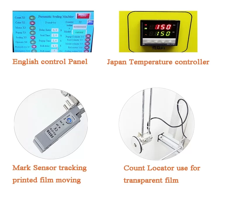 Các tính năng nối bật về thiết bị: - Toàn bộ máy sử dụng vật liệu hợp kim nhôm và thép không gỉ 201, theo yêu cầu của GMP cho thực phẩm. Đảm bảo an toàn vệ sinh thực cho người tiêu dùng - Sử dụng ổ điện thuần túy với nguồn cung cấp nhẹ, không lo bị quá tải hoặc không đủ nguồn điện để cung cấp cho máy hoạt động - Màn hình LCD kiểm soát nhiệt độ niêm phong và thời gian niêm phong, theo dõi vị trí phim cảm biến quang điện, độ chính xác sau khi thiết kế niêm phong ; Nắm được quá trình sản xuất tới giai đoạn nào để có thể kiểm soát được - Quá trình niêm phong tự động, tiết kiệm nhân lực, nâng cao chất lượng niêm phong. Thay cho cách đóng gói bằng tay truyền thống, sử dụng nhiều nhân lực để đóng gói sản phẩm mà không đạt được hiệu quả cao cho cơ sở sản xuất - Vật liệu khác nhau, độ dày khác nhau của vật liệu hàn kín nhiệt đều có thể sử dụng. Máy đóng gói đa năng có thể sử dụng nhiều vật liệu khác nhau - Máy in mã tùy chọn, cuộn phim thời gian và các chức năng khác; - Có thể được sử dụng với nhiều loại thiết bị sắp xếp, chẳng hạn như máy chiết rót chất lỏng, máy chiết rót hồ dán, dây chuyền đóng gói chiết rót, v.v.; - Kích thước của các thông số kỹ thuật đặc biệt có thể được tùy chỉnh. Thông số kỹ thuật: Điện áp (V): AC110-220V / 50-60Hz Công suất (W): 500-1000W Cốc niêm phong sizw (mm): 50-250mm theo yêu cầu của khách hàng Tốc độ đóng gói (cốc / giờ): 400-600 Vật liệu niêm phong: PP, PE, PET, PS và v.v. Nhiệt độ làm việc: 0-300 ℃ Phạm vi áp suất không khí: 4-8kg / cm2 Tổng trọng lượng (kg): 95kg Kích thước gói (mm): 750 * 950 * 950mm