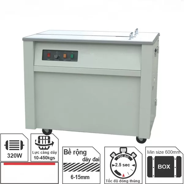Xã hội ngày càng phát triển và hiện đại hơn, việc xuất nhập khẩu phát triển là điều hiển nhiên. Các vật phẩm xuất khẩu thường được đựng ở trong các thùng cartoon cỡ lớn và rất nặng. Để siết chặt thùng bảo vệ các sản phẩm bên trong và trong chắc chắn hơn, người ta thường dùng các dây đai để có định chúng. Nhưng so với các cách đóng bằng tay truyền thống thì thường sản phẩm không được đóng gói chắc chắn và thùng cartoon thường bị bung bét, súc sổ Và để tránh tình trạng như thế tiếp diễn, máy đóng gói dây đai ra đời giúp chúng ta xử lý các vấn đề nan giải trên một cách nhanh gọn và thông minh. Chúng tạo đảm bảo được sự chắc chắn sau khi đóng gói, siết chặt các thùng hàng bằng đai thép hoặc đai nhựa. Làm như vậy giúp các thùng hàng không bị lung lắc hoặc bị lệch trong quá trình vận chuyển giúp cho các kiện hàng cố định và chắc chắn hơn. Các bạn có thắc mắc máy đóng gói dây đai có bao nhiêu loại, ở mỗi loại khác nhau chúng sẽ có tính năng nào, thiết bị nào sẽ phù cho gia đinh hay cho các cơ sở? Hãy để Máy đóng gói An Thành giới thiệu cho bạn các loại máy đóng gói dây đai và xem chúng có điểm gì nổi bật nhé! Máy đóng gói dây đai bằng tay: Máy hàn đai dựa trên nguyên lý hàn nhiệt ma sát, hàn các loại dây đai nhựa PP, PET, bản rộng 13 - 25mm, hỗ trợ trong quá trình đóng gói các thùng cartoon có thể vận chuyển đi xa mà không còn vấn đề ngoài ý muốn xảy ra. Máy sử dụng nguồn khí, nguồn hơi có áp suất 0.5- 0.8M. Thân thiện với môi trường, không thải ra các mùi khó chịu khi chúng ta vận hành máy đóng gói. Máy đóng gói dây đai bằng tay Máy đóng gói dây đai đạt tiêu chuẩn Châu Âu, được nhiều nước trên thế giới tin dùng. Dùng máy đóng dây đai nhựa bằng khí nén để tiết kiệm được thời gian, tiết kiệm được nguyên vật liệu, đạt hiệu quả kinh tế và hiệu suất công việc cao hơn so với cách đóng gói truyền thống bằng tay. Máy đóng đai nhựa khí nén dễ dàng sử dụng, ứng dụng trong nhiều lĩnh vực đóng gói hàng hóa, bao bì sản phẩm,... Các ưu điểm khi sử dụng của máy: - Thiết kế cầm tay nhỏ gọn, trọng lượng chỉ tầm 3kg, hợp với cả phụ nữ - Dễ thao tác : mạnh mẽ, dễ sử dụng, thiết kế đẹp, tự động hóa cao, hàn bằng nhiệt ma sát. Tạo được chắc chắn cho quá trình sử dụng quấn các sản phẩm - Có độ bền cao: Toàn bộ thân máy được sản xuất bằng hợp kim cường lực, nhẹ và tuổi thọ được đánh giá cao - Dễ sử dụng: Lực kéo lớn đạt đến 2000N, dễ vận hành chỉ cần vài thao tác đơn giản - Sử dụng với các dây đai nhựa: PP (Plolypropylen), Nhựa PET (PolyEste) và khả năng kết nối lên đến 80% Chi tiết các bộ phận có trên máy đóng gói dây đai bằng tay: Dẫn hướng Xylanh Gá treo Cần chuyển rung Cần chuyển nguồn Khóa hẹn giờ Tay cầm Vòi cấp khí Công tắc đảo chiều Căng dây Ứng dụng của thiết bị trong đời sống như thế nào? Có thể tạo ra được sự chắc chắn cho các sản phẩm như gỗ, gạch, sắt thép, ngói, các thùng cartoon lớn, các kiện hàng quá khổ,... để có thể di chuyển dễ dàng không gây ngã đỗ Ứng dụng của thiết bị trong đời sống Máy đóng gói dây đai hàng hóa dạng nhỏ: Máy đóng gói là thiế dây đai là thiết bị không thể thiếu trong quá trình sản xuất cũng như đóng gói các sản phẩm hay các kiện hàng lớn. Loại máy này dùng để siết chặt các thùng hàng bằng đai thép hoặc đai nhựa và là dòng thiết bị hỗ trợ kẹp chặt các kiện hàng, các thùng bao bì sản phẩm,… được sử dụng trong nhiều lĩnh vực khác nhau như đóng đai các loại thiết bị điện tử, tủ lạnh, các vật liệu xây dựng,… Cấu tạo máy được thiết kế vận hành ổn định nên cũng là sự lựa chọn hàng đầu trong đóng gói của các cơ sở hay doanh nghiệp hiện nay. Sử dụng đơn giản tiện lợi, dễ dàng tháo lắp, đơn giản trong quá trình vận hành liên tục với thời gian dài. Đảm bảo ổn định bền lâu cho mỗi doanh nghiệp Tính năng, đặc điểm có gì nổi bật trong quá trình đóng gói diễn ra: Dễ vận hành và sử dụng: Quá trình hoạt động đơn giản để phù hợp với các cách sử dụng của hầu hết mọi người. Tiết kiệm năng lượng: Động cơ có thể được dừng lại trong 15-60 giây nếu không sử dụng và cho phép hoạt động ngay lập tức. Đảm bảo cho sự an toàn và tuổi thọ cho người vận hành Bảo trì dễ dàng: Bàn nâng cho phép bảo trì thuận tiện, các thiết lập PCB độc lập có thể cô lập sự cố và giảm thời gian sửa chữa. Tránh được các nguy hiểm không đáng có xảy ra Dễ dàng điều chỉnh căng thẳng: Bằng cách xoay trên động cơ sử dụng nút bấm cơ lực bên ngoài có thể dễ dàng thiết lập lực căng cần thiết. Cho ta có sản phẩm sau khi đóng gói được chắc chắn và bền bỉ Dễ dàng thay đổi dây: Có thể dễ dàng thay đổi chiều rộng dây đai. Thích hợp cho nhiều loại thùng khác nhau và không tốn quá nhiều thời gian để thay thế dây khác Thiết kế an toàn: Máy đóng đai thùng an toàn với người sử dụng và thân thiện với môi trường Linh kiện thay thế: sản phẩm có sẵn, dễ dàng thay thế. Bảo hành: Chế độ bảo hành 18 tháng Với toàn bộ thân máy được sản xuất bằng inox 304 độ dày 1,5mm. Máy quấn dây đai được sử dụng tốt trong những môi trường ẩm ướt và bụi bẩn. Không lo ngại các tác nhân môi trường làm ảnh hưởng đến thiết bị Trong quá trình sử dụng, chúng ta có thể điều chỉnh độ ngắn hay dài của dây đai khi phóng ra và nhiệt độ hàn theo độ dày dây đai để đai siết kiện hàng chắc chắn, bền chặt. Máy đai niềng thùng vận hành cực kì đơn giản bất kỳ ai cũng có thể sử dụng được mà không cần phải đòi hỏi trình độ chuyên môn cao. Phần cơ: Bộ giá cuộn dây đai: Vị trí đặt cuộn dây đai là một trong những phần bộ phận cấu tạo không thể thiếu của máy đóng đai thùng carton. Đây là bộ phận phóng ra dây đai dùng để buộc chặt các kiện hàng Bộ giá cuộn dây đai được thiết kế tinh tế với trục xoay thông minh giúp cho việc lắp đặt và hoạt động của máy một cách tiện lợi và nhanh chóng Bàn làm việc, khung máy và lớp bảo vệ bọc máy: - Máy buộc dây đai nhựa được bảo vệ bằng một lớp sơn tĩnh điện. Lớp sơn này bảo vệ các bộ phận bên trong được bền hơn, chắc chắn hơn tránh khỏi những tác động của môi trường xung quanh và gia tăng tuổi thọ của máy - Khung máy: được thiết kế như một hình chữ nhật và dây đai được di chuyển theo khung cố định đó - Bàn làm việc: được làm bằng INOX 304, INOX 201, … với độ dày từ 1,5 ly - 3 ly Phần điện máy đóng gói dây đai: Bảng điều khiển: - Các nút điều khiển có những chức năng như bật/tắt nguồn, dừng thiết bị khẩn cấp khi thiết bị xảy ra sự cố ngoài ý muốn, được điều chỉnh độ căng dây đai, cắt dây đai và hàn dây đai, … - Nút điều khiển máy đóng dây đai tự động được trang bị ở bên góc phải của thiết bị giúp cho người dùng sử dụng thuận tiện hơn. Ứng dụng máy đóng gói dây đai trong đời sống: Máy đóng gói dây đai có thể đóng gói các dạng thùng carton, kiện hàng nhỏ, kiện hàng cần đai kiện hàng chặt… và trong các ngành nghề như: – Ngành may mặc, giấy, đóng gói, nội thất,.… – Ngành đóng gói thực phẩm, thủy sản, gỗ, gốm sứ, gạch, ngói,.… Máy đóng gói dây đai công suất lớn: Máy đóng gói dây đai tự động là thiết bị chuyên dùng để đóng dây đai thùng, cố định cho các loại thùng carton, thùng gỗ,… chứa các loại hàng hóa, thực phẩm, máy móc, hỗ trợ đắc lực cho công việc đóng gói hàng hóa của doanh nghiệp sản xuất cũng như các doanh nghiệp phân phối sản phẩm. Được coi là dòng máy tự động nên các công việc quấn, thít dây đai đều dựa trên cơ chế tự động hoàn toàn, giúp cho việc siết đai đóng thùng được nhanh chóng, tiện lợi hơn. Thiết bị này giúp hàng hóa được bảo quản kỹ lưỡng, đóng gói chặt chẽ, tránh các trường hợp đổ vỡ trong quá trình vận chuyển. Tính năng nổi bật của thiết bị Cơ chế vận hành khá đơn giản cùng với bảng điều khiển gồm 3 nút nhấn giúp cho người dùng dễ hiểu, dễ dàng trong việc vận hành và điều khiển máy trong quá trình đóng gói sản phẩm Hoạt động êm ái, công suất làm việc ổn định và độ bền tuyệt đối cao. Tốc độ phóng dây đai vừa phải (1,8 giây/sợi) giúp việc đóng dây đai trở nên dễ dàng hơn bao giờ hết, tiết kiệm thời gian đóng gói hàng hóa. Hoạt động hoàn toàn dựa trên cơ chế tự động, người sử dụng hoàn toàn không thực hiện bất kỳ tác động nào lên máy. Máy đóng gói ở phiên bản này được trang bị cơ chế hàn nhiệt, hàn 2 mối nối của dây đai một cách chắc chắn, không bị bung trong quá trình vận chuyển. Hướng dẫn sử dụng thiết bị đóng gói: - Đầu tiên, các bạn đặt bưu kiện hoặc vật phẩm vào vị trí quy định của máy đóng gói - Tiếp theo, các bạn gắn thiết bị bằng công tắc điều khiển sẽ giúp các vật phẩm được thắt chặt và căng dây đeo, niêm phong và cắt an toàn xung quanh kiện hàng - Cuối cùng, chúng ta đã có một bưu kiện hoàn chỉnh và nên kiểm tra lại bưu kiện đã được niêm phong an toàn chưa, cố định chưa Chú ý: Đối với dòng máy đai dây nhựa bán tự động cần dây đai qua kiện hàng và sang bên đầu bên kia nơi nó được đưa ngược lại vào máy Lưu ý khi sử dụng máy đóng gói dây đai: Máy đóng đai hiện nay trên thị trường rất đa dạng mẫu mã. Do vậy, trước khi mua, người dùng cần xác định rõ mục đích sử dụng, khối lượng hàng hóa, công việc để lựa chọn được loại máy có kích thước, tốc độ đóng gói, công suất,... thích hợp nhất với sản phẩm của mình. Tùy thuộc vào nhu cầu sử dụng mà người dùng có thể lựa chọn máy đóng đai thùng theo cơ chế tự động hay bán tự động. Trong quá trình vận hành máy đóng đai thùng tự động thì nên chú ý quan sát kỹ các thành phẩm máy tạo ra để khi có xuất hiện lỗi thì kịp thời khắc phục. Kiểm tra cuộn dây để thay dây ngay khi hết, điều này sẽ không gây gián đoạn quá trình làm việc, giúp tiết kiệm thời gian. Không nên cho máy hoạt động trong thời gian quá dài, nên cho máy nghỉ ngơi 5 đến 10 phút sau khi hoạt động 3-4 giờ để đảm bảo tuổi thọ và hiệu quả làm việc của máy sau này. Sau khi sử dụng nên tiến hành vệ sinh máy sạch sẽ, kiểm tra tổng thể các bộ phận rồi mới đem đi bảo quản để đảm bảo cho những lần sử dụng tiếp sau. Một số lỗi thường gặp máy đóng gói dây đai - cách khắc phục, sửa chữa: Không kết dính được mối hàn của dây: - Đầu tiên, các bạn kiểm tra xem dao nhiệt của máy thít dây đai có đủ độ nóng chưa nếu chưa có thể tăng độ nóng của dao nhờ chiết áp gắn trên thành của hộp điều khiển. - Phải thường xuyên kiểm tra dao nhiệt nên thay dao nhiệt mới đối với các hiện tượng già dao và các dao nhiệt đã sử dụng lâu - Kiểm tra xem cần gạt dao nhiệt có bị kẹt hay không kéo vào sâu được không. Nếu không kéo được phải thay lò xo để có độ căng lớn hơn để bảo đảm dao nhiệt được đưa vào sâu nhất có thể của máy đóng đai thùng carton - Kiểm kiểm tra dao trượt và bộ dao ép xem có đè khít vào với nhau tại điểm chết trên của dao ép hay không Máy đóng đai thùng carton không hoạt động được và bị treo máy: - Kiểm tra xem dòng điện được cung cấp đã đúng chưa. Thường dòng điện cung cấp ổn định nhất 220V/50HZ và cầu chì của máy đóng đai có còn hoạt động được hay không. - Hãy bấm nút RESET khi máy hoạt động không theo chu trình chuẩn của thiết bị Không phóng được hay thu dây ngắn lại: - Trên trục máy có rulo hãy kiểm tra xem rulo đã mòn chưa thì tiến hành thay rulo khác để máy quấn đai được hoạt động tốt nhất - Điều chỉnh nút tăng, giảm chiều dài dây phóng ra ghi trên bảng điều khiển của thiết bị - Kiểm tra cuộn hút (solenoid) máy đai thùng carton xem có hoạt động hay không hoặc hoạt động có ổn không bằng các nhấn nút FEED trên bảng điều khiển. Dây đai siết được, cắt được mà không căng chặt được: - Đối với hiện tượng này, các bạn phải tăng độ siết căng dây đai nhờ nút điều chỉnh căng dây bên hông của máy đóng đai bán tự động - Kiểm tra dao giữ dây xem đè khít lên tấm trượt hoặc có bị kẹt hay không - Kiểm tra lại tấm trượt trên của dao trượt xem có bị cong vênh hoặc bị mòn quá hay không - Cuối cùng, các bạn phải thay tấm trượt và dao giữ mới khi cần thiết. Không cắt được dây, vết cắt dây đai không sắc: - Nhấn nút RESET khởi động lại chế độ mặc định của máy buộc dây đai nhựa thùng carton để kiểm tra vết cắt dây. - Kiểm tra bộ dao ép và dao cắt xem có bị khít quá hay không, dao ép có bị mòn tại nơi tiếp xúc với dao cắt không. Nếu mòn quá không cắt được thì tiến hành đổi chiều dao ép hoặc thay bộ dao mới. Giới thiệu đến bạn nơi bán máy đóng gói dây đai chất lượng, giá thành lại không quá cao: An Thành là một doanh nghiệp hoạt động đa lĩnh vực như: Gia công cơ khí chính xác; xử lý và tráng phủ kim loại; bán buôn máy móc, thiết bị cơ khí; sản xuất, chế tạo máy đóng gói tự động v.v… Với một nhà lãnh đạo có trên hai mươi năm kinh nghiệm trong lĩnh vực cơ khí, đã dẫn dắt và đào tạo đội ngũ công nhân viên của Công ty Máy Đóng Gói An Thành đi vào một quy trình làm việc tiêu chuẩn công nghiệp, khép kín. Con người luôn được trau dồi, tu dưỡng và ý thức được sứ mệnh phục vụ chu đáo mọi nhu cầu khắc khe nhất khách hàng là yếu tố đi đầu . CÔNG TY TNHH SẢN XUẤT – THƯƠNG MẠI – DỊCH VỤ – AN THÀNH Địa chỉ: 47/80 Ao Đôi, Khu Phố 10, Phường Bình Trị Đông A, Quận Bình Tân, TP.HCM Email: anthanhsale01@gmail.com Hotline (zalo) : 0903103922 – 0906312325 Website: https://www.packvn.com/ – https://maydonggoi.vip/ Facebook: https://www.facebook.com/maydonggoianthanh Pinterest: https://www.pinterest.com/donggoianthanh/_saved/ Instagram: https://www.instagram.com/maydonggoianthanh/ Twitter:https://twitter.com/donggoianthanh Linkedin: https://www.linkedin.com/in/may-dong-goi-bao-bi-an-thanh/ Youtube: Máy đóng gói An Thành – YouTube.
